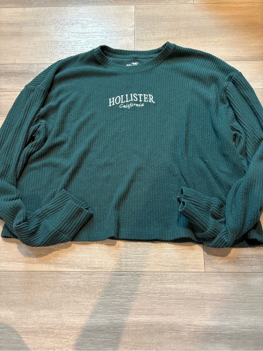 Hollister Deep Teal Waffle-Knit Crew Sweater